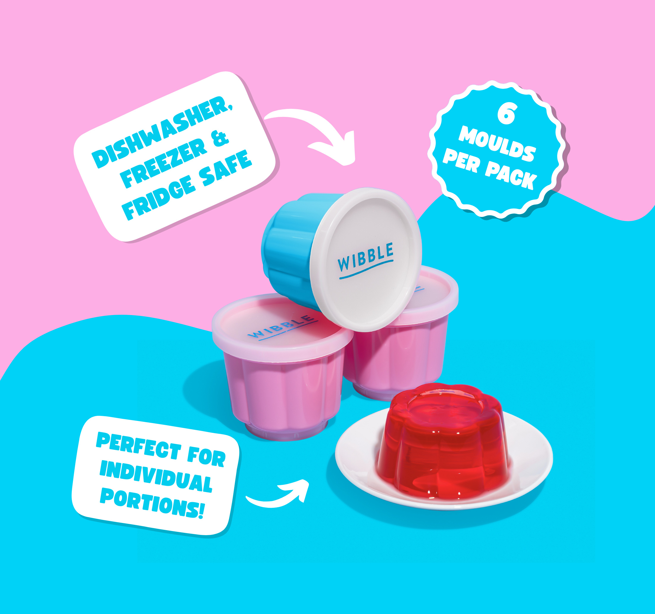 Wibble Mini Jelly Moulds x 6 (150ml each)